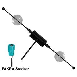 Ampire ANT400 - active DVB-T/DVB-T2 adhesive window antenna for DVB-T/DVB-T2 receivers (FAKRA socket / with 20 dB gain / incl. supplied suction cups / 500 cm cable length)
