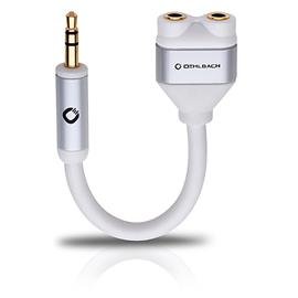 Oehlbach 60020 - i-Connect J-AD - Mobile Y-adapter 1 x 3,5 mm audio jack auf 2 x 3,5 mm audio socket (1 Stk / 14,5 cm / white/gold)