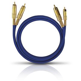Oehlbach 2035 - NF 1 MASTER SET - Audio cable 2 x RCA to 2 x RCA  (1 piece / 2,0 meter / blue/gold)