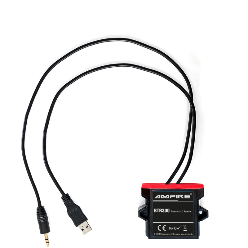 Ampire BTR300 - Bluetooth 5.0 Receiver - Bluetooth-Adapter mit Auto-Remote Funktion und 3,5 mm Klinken-Anschluss (zum Musikstreaming / A2DP / AVRCP / HFP / HID-Audio-Streaming)