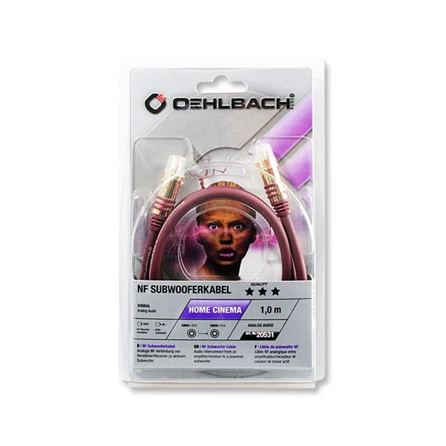 Oehlbach 20531 - NF SUB 100 - subwoofer cinch cable (1 x RCA to 1 x RCA / 1.0 m / red/gold)