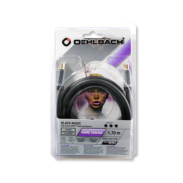 Oehlbach 92453 - Black Magic - High-Speed-HDMI®-Cable with Ethernet 1 x HDMI A auf 1 x HDMI A (1 pc / 1,7 m / black/gold)