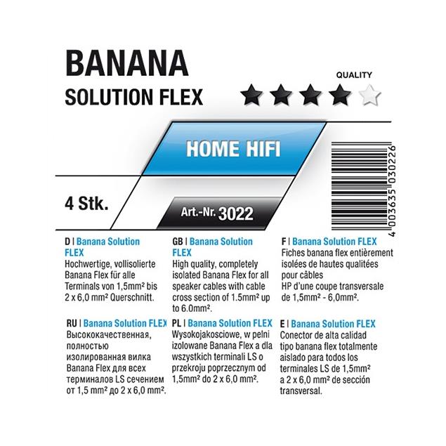 Oehlbach 3022 - Solution Banana-Flex - Banana Flex connector for loudspeaker cable  (2x2 pcs / gold/black/red)