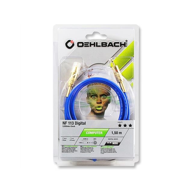 Oehlbach 9055 - NF 113 - LF audio cable (1 x 3,5 jack plug to 1 x RCA phono plug / 1.5 m / blue/gold)