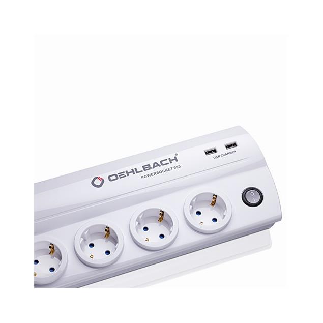Oehlbach 17021 - Powersocket 905 - high-quality multi-socket outlet (1 pcs / 1,5 m / white/gold)