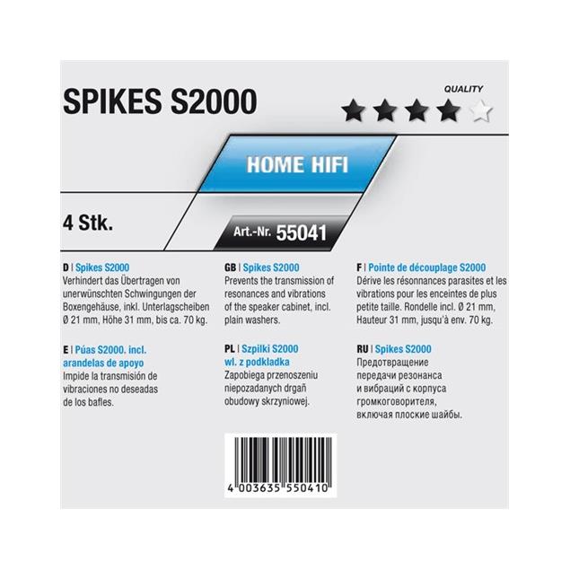 Oehlbach 55041 - Spike S 2000 - Spikes for loudspeakers (1x4 pc / black)