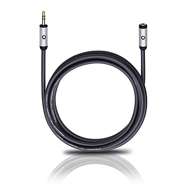Oehlbach 60034 - i-Connect J-35 EX - Mobile audio extension cable 1 x 3.5 mm Plug to 1 x 3.5 mm Coupling (1 pc / 3,0 m / black/permut/gold)