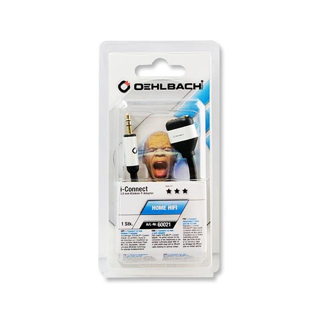 Oehlbach 60021 - i-Connect J-AD - Mobile Y-adapter 1 x 3,5 mm audio jack auf 2 x 3,5 mm audio socket (1 Stk / 14,5 cm / black/gold)