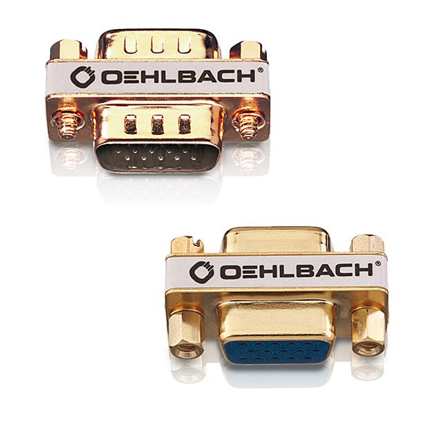 Oehlbach 9069 - VGA AD-2 - Adapter for VGA plugs 1 x VGA (female) auf 1 x VGA (female) (1 pc / white/gold)