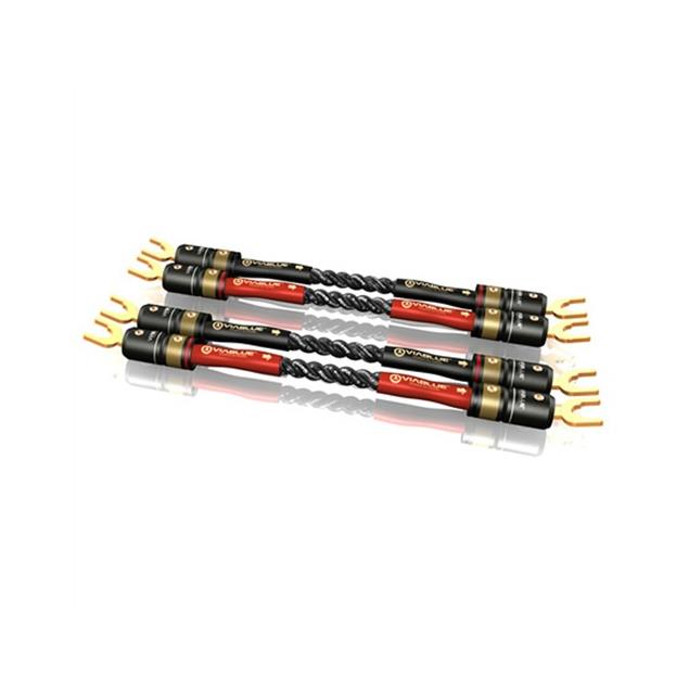 ViaBlue 24730 -  SC-4 Silver-Series - Jumper Bridges  1 x Spade to 1 x Spade  (2 x red / 2 x black / 15 cm)