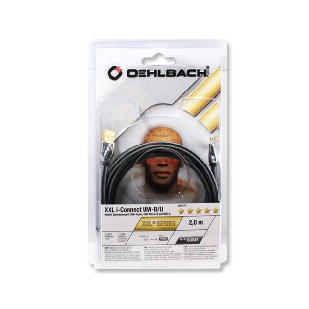 Oehlbach 60045 - XXL i-Connect UM-B/U - USB cable, 1 x USB Micro-B to 1 x USB-A (1pc / 2,0m / black/gray)