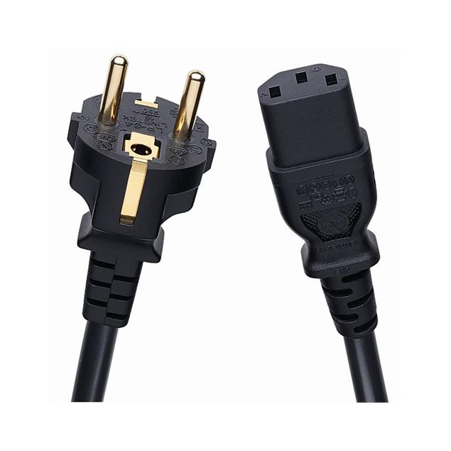 Oehlbach 17042 - Powercord C 13 - Mains cable with safety plug and iec cord connector (1 pc / 5,0 m / black)