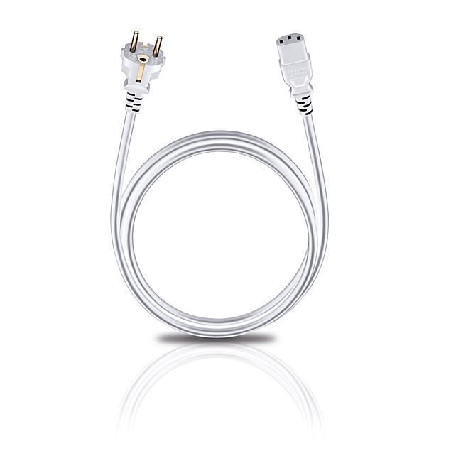 Oehlbach 17043 - Powercord C 13 - Mains cable with safety plug and iec cord connector (1 pc / 1,5 m / white)