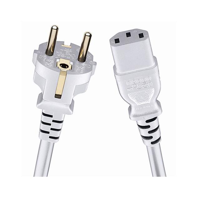 Oehlbach 17043 - Powercord C 13 - Mains cable with safety plug and iec cord connector (1 pc / 1,5 m / white)