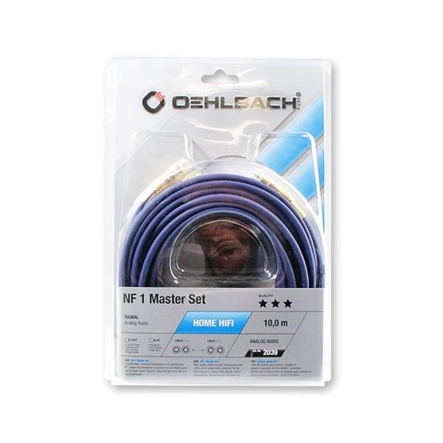 Oehlbach 2039 - NF 1 MASTER SET - Audio cable 2 x RCA to 2 x RCA  (1 pc / 10,0 m / blue/gold)