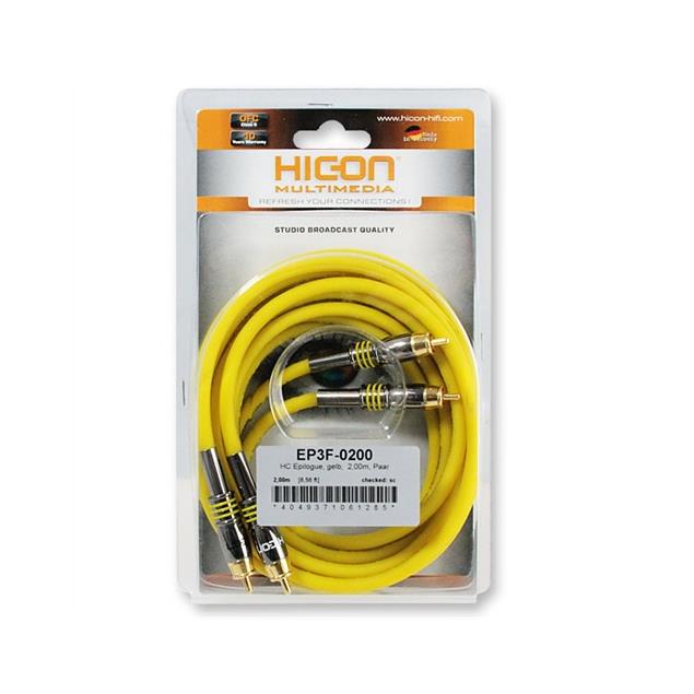 Sommer Cable - HICON EP3F-0200 - EPILOGUE Series - LF-phono cable 2 x RCA to 2 x RCA  (2 pieces / 2,0 m / black chrome/yellow)