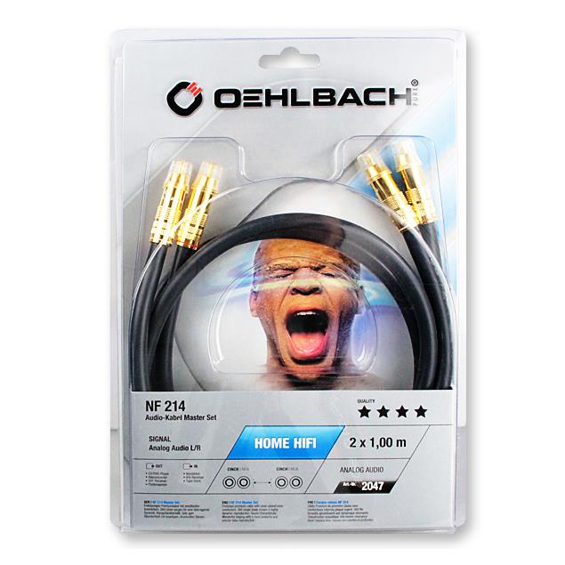 Oehlbach 2047 - NF 214 Master - LF audio cinch cable 1 x RCA to 1 x RCA  (2 piece / 2 x 1,0 meter / anthracite/gold)