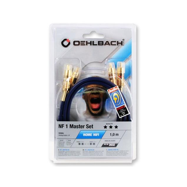 Oehlbach 2032 - NF 1 MASTER SET - audio cable 2 x RCA to 2 x RCA  (1 piece / 1,0 meter / blue/gold)