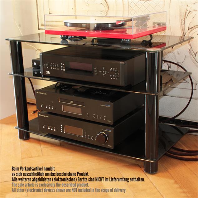 SONOROUS TV / hi-fi rack - LF 6130-B-HBLK (black glass / high gloss black aluminum / demonstration model / RRP = 499,- €)