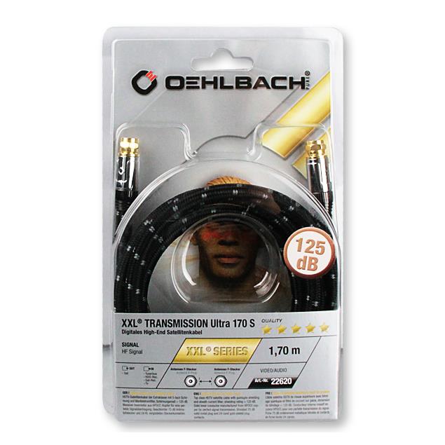 Oehlbach 22620 - XXL® Transmission Ultra 170 S - Digital High-End Satellite Cable 1 x F-Antenna plug to 1 x F-Antenna plug (1 pc / 1,7 m / black)