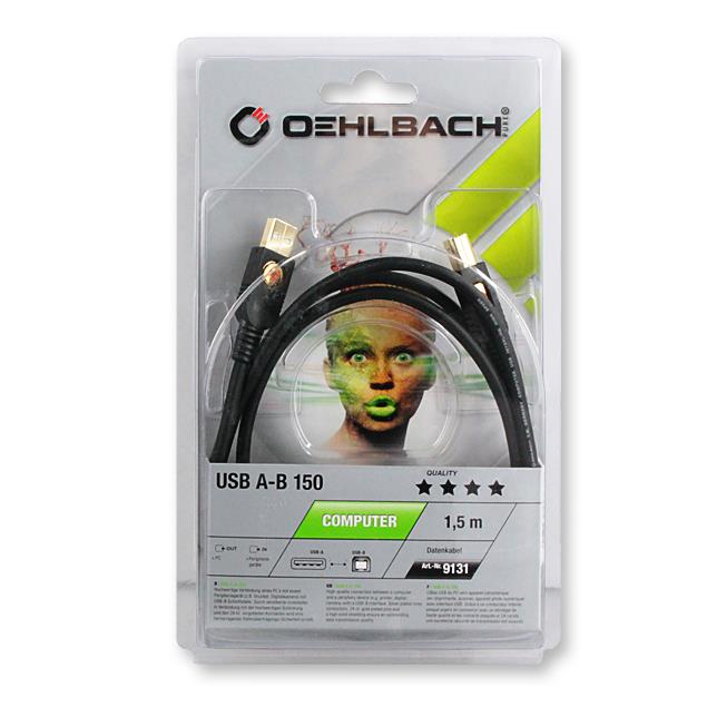 Oehlbach 9131 - USB A/B - USB 2.0 cable A to B (1 pc / 1,5 m / black)