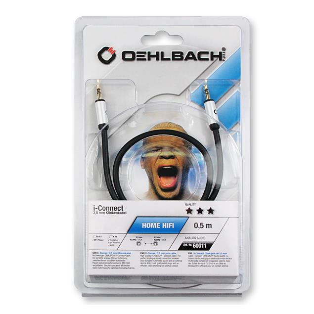 Oehlbach 60011 - i-Connect J-35 050 - Mobile audio cable, 3.5 mm audio jack to 3.5 mm (0,5 m / black)