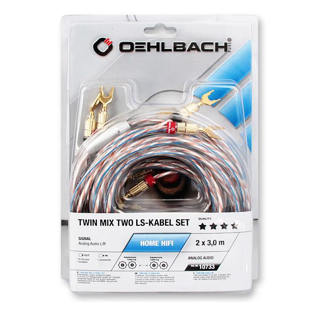 Oehlbach 10733 - Twin Mix Two B - Loudspeaker cable, silver plated (2 x 3,0 meters / 2 x 6,0 qmm / converted with lug connectors)
