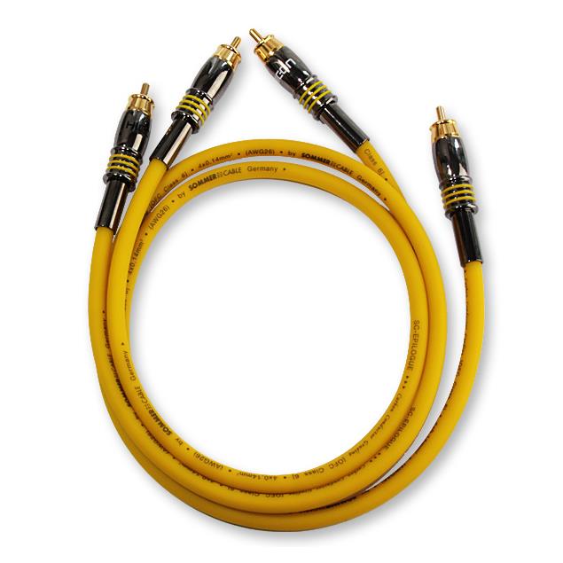 Sommer Cable - HICON EP3F-0150 - EPILOGUE Series - LF-phono cable 2 x RCA to 2 x RCA (2 pieces / 1,5 m / black chrome/yellow)