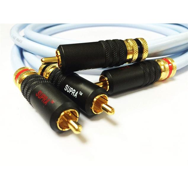 Supra Cables EFF-ISL - phono cable / hi-fi cable with 2 x RCA to 2 x RCA (2.0 m / assembled with PPSL connectors / suitable for CD/preamp/power amp / ice blue)