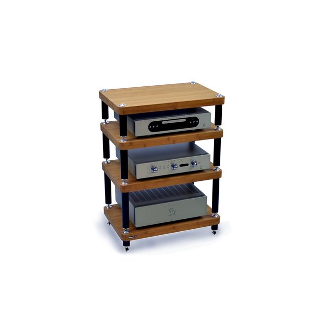 Atacama EVOQUE ECO 60/40 SE - SPECIAL EDITION - hi-fi rack (total of 4 shelves made from dark bamboo solid wood = dark bamboo / satin black modules / incl. spikes)