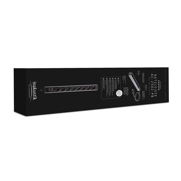 inakustik AC-2502-P8 - Reference Power Bar (8 sockets / 3 x 2.5 sq mm / 3 m / black/silver)