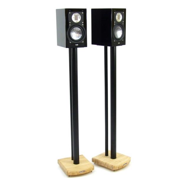 Atacama Moseco 10 - loudspeaker stands (1015 mm / black & base plate made of light bamboo solid wood = natural bamboo / 1 pair)