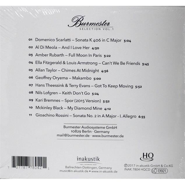 inakustik Burmester Selection Vol.1 (11 tracks / audio CD / HQCD - HiQuality CD / digipack CD in slipcase)