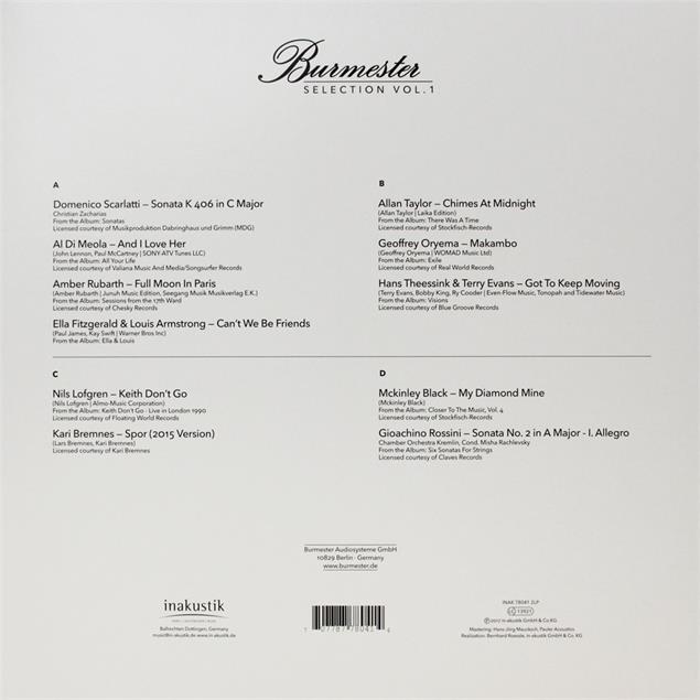 inakustik Burmester Selection Vol. 1 (11 tracks / 2 x 180 gram vinyl / gatefold LP / 45 rpm)