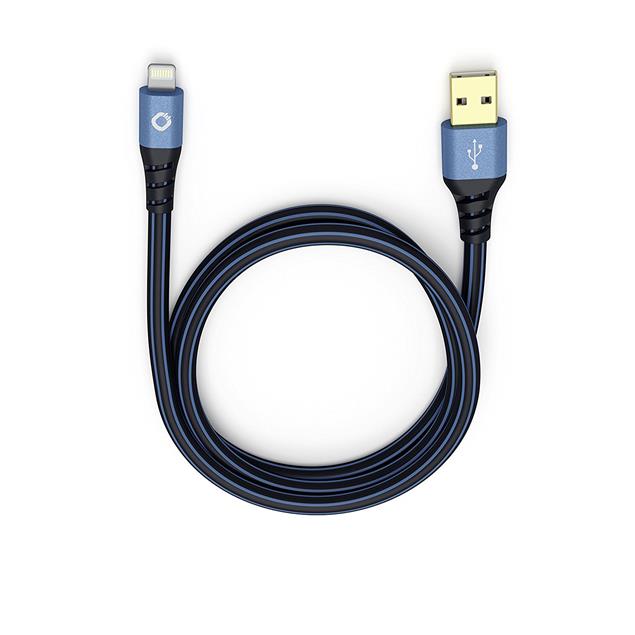 Oehlbach 9324 - USB Plus LI 300 - USB 2.0 cable for mobile entertainment (1 x USB-A to 1 x Lightning connector / 3.0 m / blue/black)