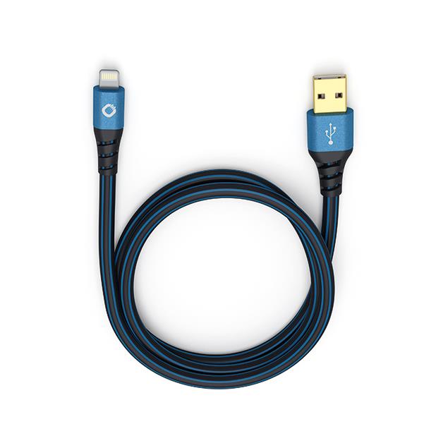 Oehlbach 9324 - USB Plus LI 300 - USB 2.0 cable for mobile entertainment (1 x USB-A to 1 x Lightning connector / 3.0 m / blue/black)