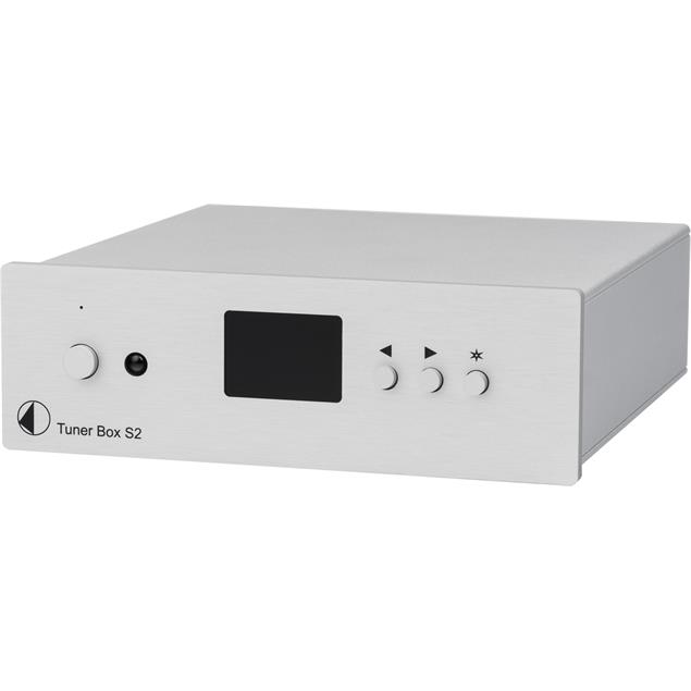 Pro-Ject Tuner Box S2 - micro-sized FM tuner (high-contrast dot-matrix display / incl. IR remote control / incl. power supply / silver)