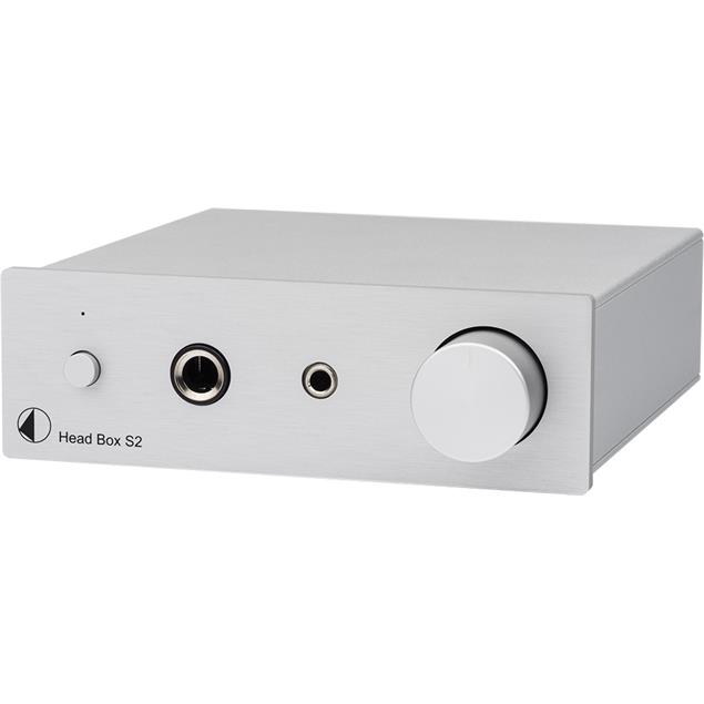 Pro-Ject Head Box S2 - micro high end headphone amplifier (Hi-Res / with 6.35 mm and 3.5 mm headphone outputs / + RCA loop output / silver)