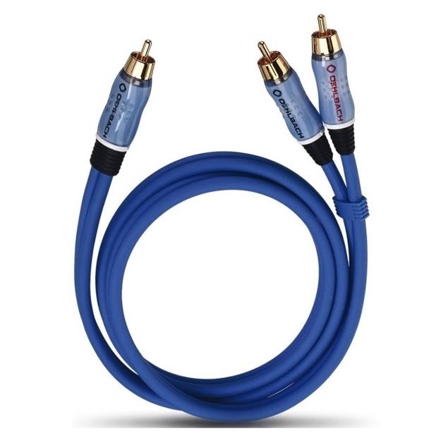 Oehlbach 22705 - BOOOM! - subwoofer Y RCA cable 1 x RCA to 2 x RCA (5.0 m / blue/gold)
