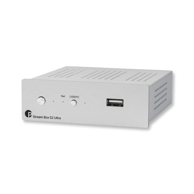 Pro-Ject Stream Box S2 Ultra - audio streamer (multi-room capable / USB / Hi-Res / DSD / TIDAL / Spotify / controllable via App, web browser, Roon / silver)