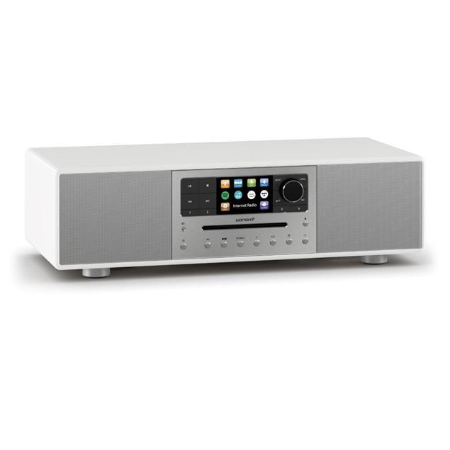 Sonoro MEISTERSTÜCK - 2.1 compact system (incl. 5 x individual power amplifiers / 2.8" colour TFT display / slot-in CD player / DAB+ / BT / USB port / Spotify / DLNA / UPnP / white)