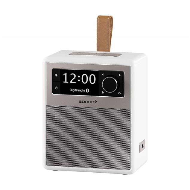 Sonoro Easy - portable music system and digital radio (FM/DAB/DAB+ / BT / USB / MP3 / LED night lamp / with leather strap / white)