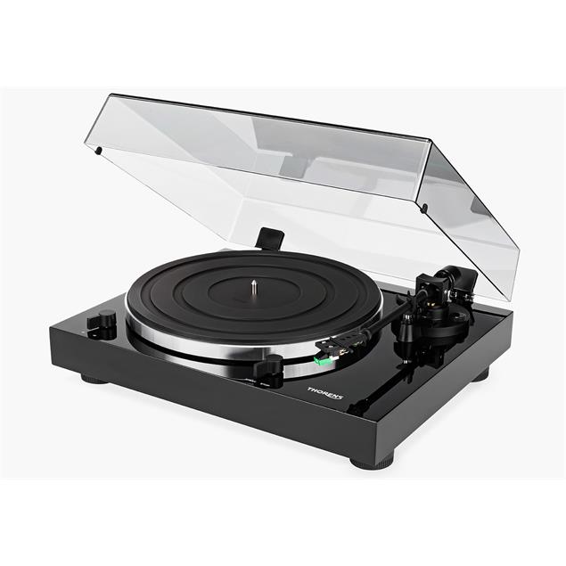 THORENS TD 202 - record player / turntable (incl. integrated phono preamplifier / USB / p & p / Thorens 8.8 inch aluminum tonearm / MM cartridge AT 95 E / high-gloss black)
