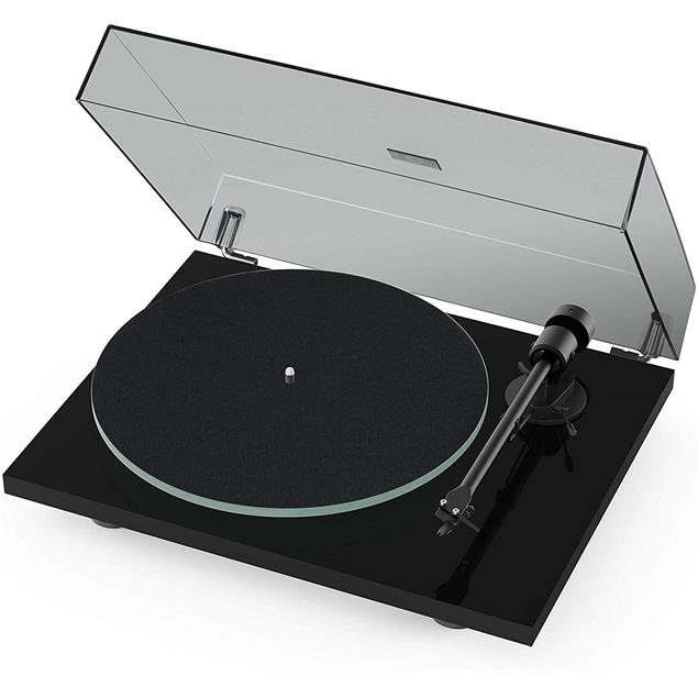 Pro-Ject T1 - record player incl. tonearm + Ortofon MM cartridge OM 5E (high gloss black / incl. phono cable / incl. dust cover)