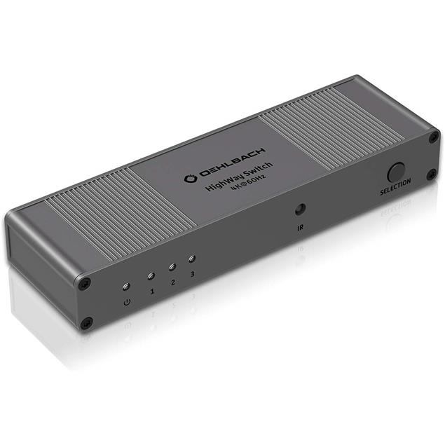 Oehlbach 6047 - HighWay Switch - HDMI 3:1 switcher (high speed signal switcher suitable for receiver, BluRay player, game console / HDMI® 4K at 60Hz)