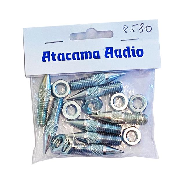 Atacama M8 spikes with lock nuts (set of 8 / silver / for loudspeaker stands)