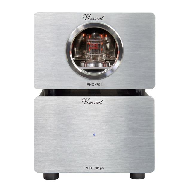 Vincent PHO-701 - phono tube preamplifier (incl. USB port / MM and MC switch on rear panel / 15 Watts power consumption / silver)