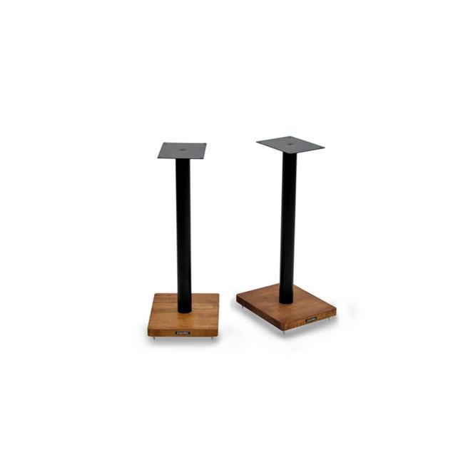 Atacama APOLLO - CYCLONE 6 - high-quality loudspeaker stands (615 mm / black & base plate made from dark solid oak / incl. spikes / 1 pair)