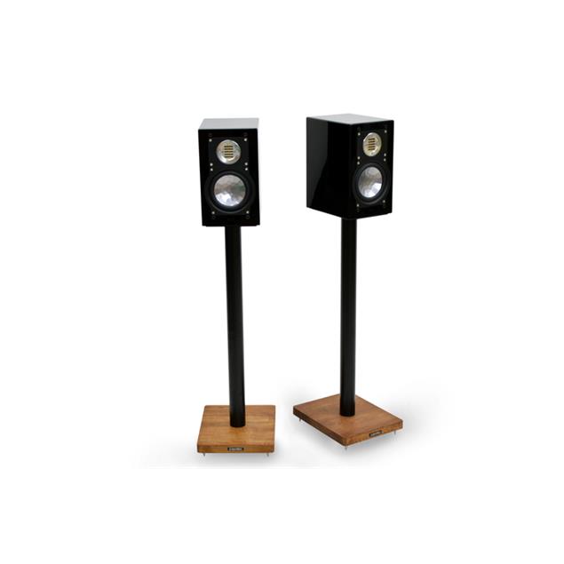 Atacama APOLLO - CYCLONE 7 - high-quality loudspeaker stands (715 mm / black & base plate made from dark solid oak / incl. spikes / 1 pair)