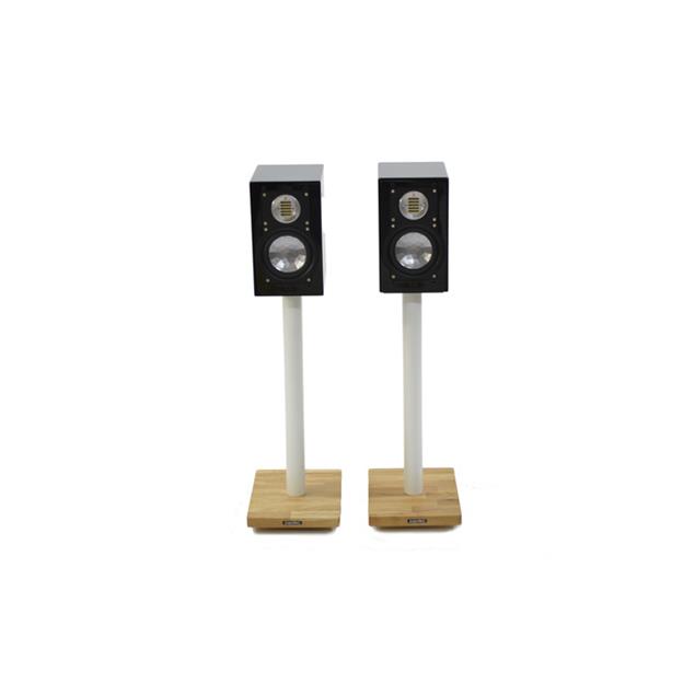 Atacama APOLLO - CYCLONE 6 - high-quality loudspeaker stands (615 mm / white & base plate made from light solid oak / incl. spikes / 1 pair)